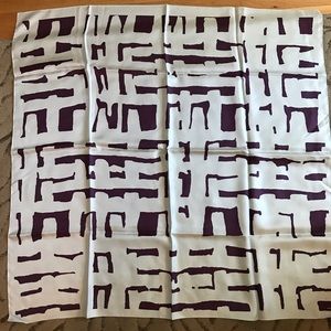 Silk Scarf, Eggplant & Pale Blue 100% Silk